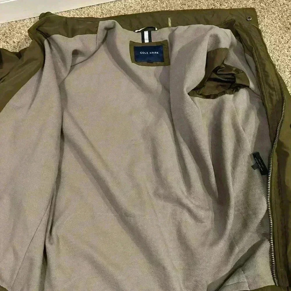 $295 Cole Haan Men's Green Snap-Front Mid-weight Packable Coat Jacket Size L - Picture 8 of 12